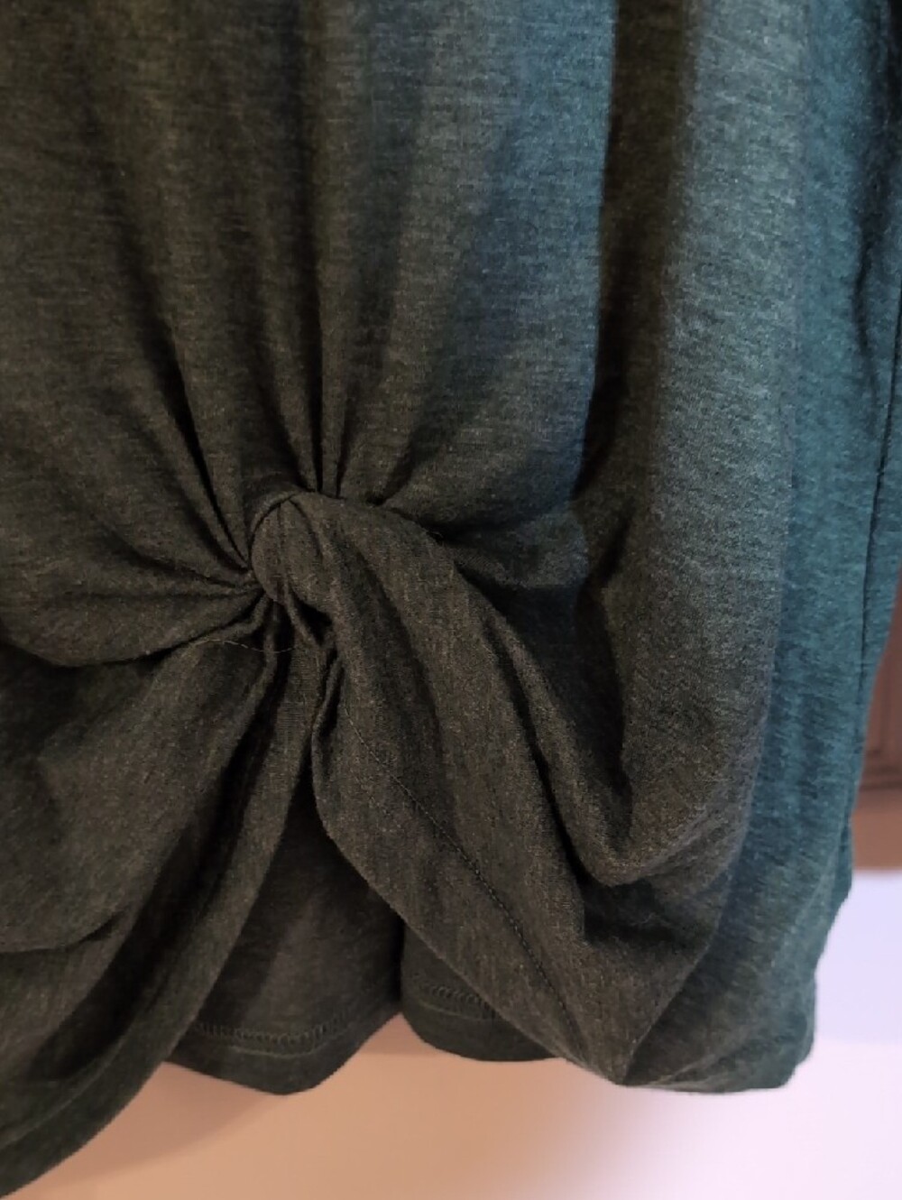 Long Sleeve Twist-Knot Top in Dark Green - Picture 3 of 4